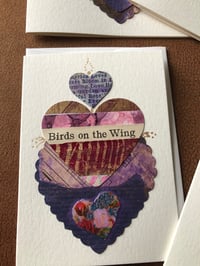 Image 2 of 4  Handmade Art Collage  Heart Greeting Cards SEND LOVE Blank Inside Lavendar Pink