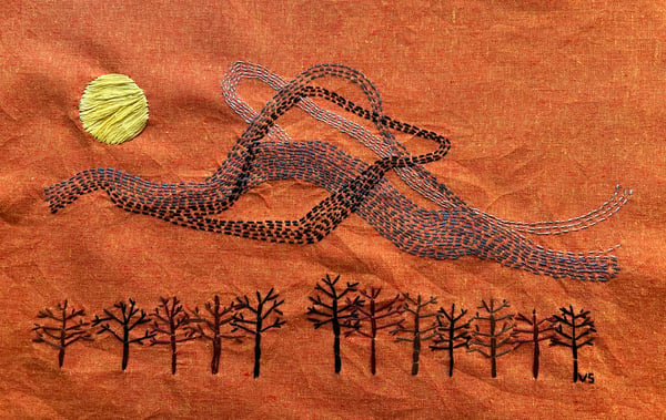 Image of Morning Murmuration - original embroidery
