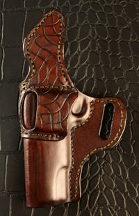 Image 3 of 5" 1911 hand textured Dark Brown avenger style holster.