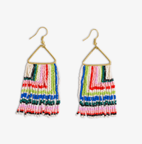 Image 1 of Paige Ascending Blocks Beaded Fringe Earrings Rio