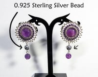 Image 1 of 0.925 Sterling Silver & Amethyst Beaded Earrings (2")