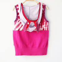 Image 2 of magenta pink red tiedye 8/10 spring rabbit ears hooded hoodie hood tunic top tank bunny shirt vest