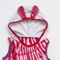 Image 3 of magenta pink red tiedye 8/10 spring rabbit ears hooded hoodie hood tunic top tank bunny shirt vest