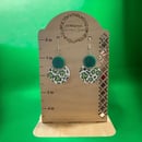 Image 2 of Green and Shamrock Cheetah two tone Earrings