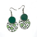 Image 1 of Green and Shamrock Cheetah two tone Earrings