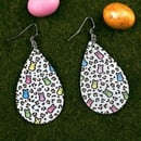 Image 1 of Peeps and Cheetah Print Teardrop Acrylic Earrings