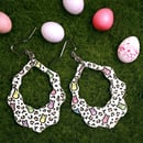 Image 1 of Peeps and Cheetah Print Wavy Cutout Acrylic Earrings
