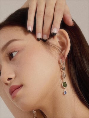 Image of Cosmic Love silver hoop earrings