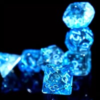 Image 4 of 7pcs Glittery Two-Color Transparent Blue Translucent Polyhedral Dice