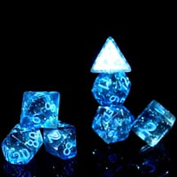 Image 3 of 7pcs Glittery Two-Color Transparent Blue Translucent Polyhedral Dice