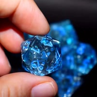 Image 2 of 7pcs Glittery Two-Color Transparent Blue Translucent Polyhedral Dice
