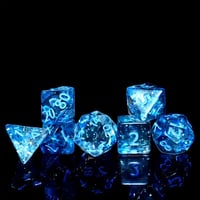 Image 5 of 7pcs Glittery Two-Color Transparent Blue Translucent Polyhedral Dice
