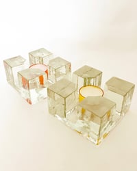 Image 2 of Brutalist MCM Ice Block Glass Candle Holders