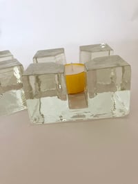 Image 3 of Brutalist MCM Ice Block Glass Candle Holders