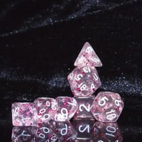 Image 1 of 7pcs/set, Mini Dice, Game Dice, Acrylic Polyhedral Design Monochrome Style Transparent Pink