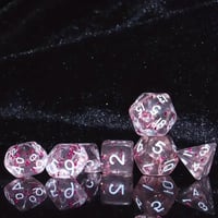 Image 2 of 7pcs/set, Mini Dice, Game Dice, Acrylic Polyhedral Design Monochrome Style Transparent Pink