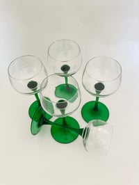 Image 2 of Tall Emerald Stemmed Luminarc Wine Glasses