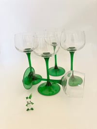 Image 1 of Tall Emerald Stemmed Luminarc Wine Glasses