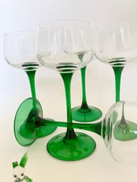 Image 3 of Tall Emerald Stemmed Luminarc Wine Glasses