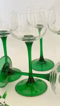 Image 4 of Tall Emerald Stemmed Luminarc Wine Glasses