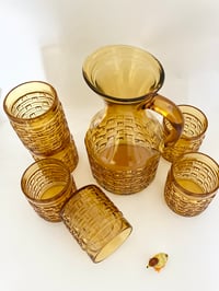 Image 2 of Bormioli Italian Sienna Basket Weave Jug & Tumblers
