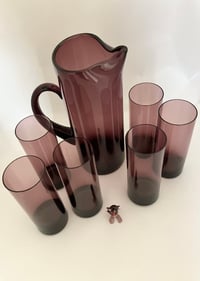 Image 2 of Whitefriars Amethyst Pinched Spout Jug with Tall Glasses