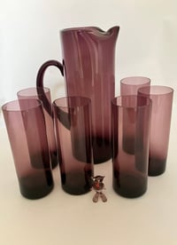 Image 1 of Whitefriars Amethyst Pinched Spout Jug with Tall Glasses