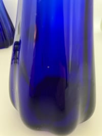 Image 3 of Pair of Non-Identical Cobalt Blue Five Finger  Vases