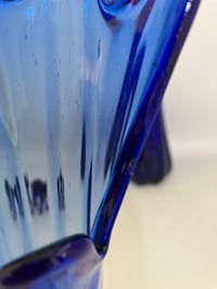 Image 4 of Pair of Non-Identical Cobalt Blue Five Finger  Vases