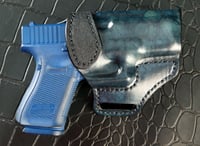 Image 2 of Glock G 19 Gen 5 Blue and Black Camo with ruff out Black avenger style holster.