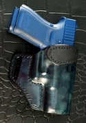 Glock G 19 Gen 5 Blue and Black Camo with ruff out Black avenger style holster.