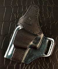 Image 4 of Glock G 19 Gen 5 Blue and Black Camo with ruff out Black avenger style holster.