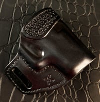 Image 5 of Glock 43x Blacked out pancake holster with hand tooling.