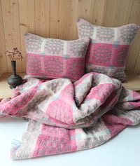 Image 1 of WELSH ROSE WOVEN WOOL CUSHION- RECTANGLE