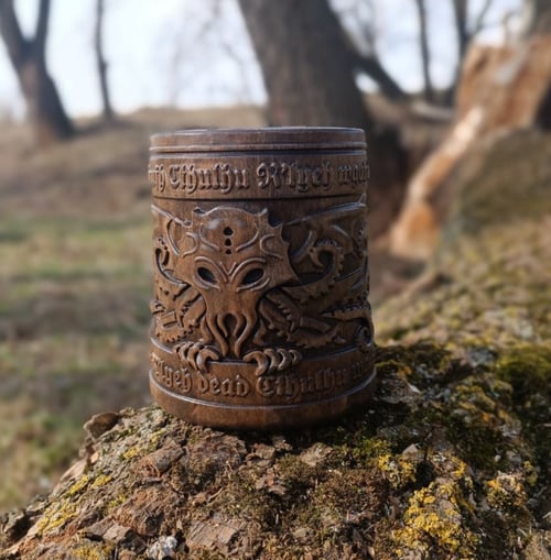 Image of 10 custom wooden  beer mugs with steel inside
