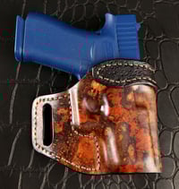 Image 1 of Glock 43x Rat dyed Burl wood and Black avenger style holster.