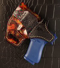 Image 2 of Glock 43x Rat dyed Burl wood and Black avenger style holster.
