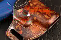 Image 5 of Glock 43x Rat dyed Burl wood and Black avenger style holster.