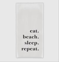 Image 1 of 100% Cotton Tea Towel-EAT. BEACH. SLEEP. REPEAT