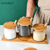 Glass Jar With Wooden Spoon And Lid For Moisture-proof  
