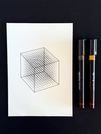 Image 3 of Cube Flow Field — 5x7" pen plot
