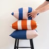 Cotton Knit Striped Cushion Cover - Burnt Orange