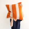 Cotton Knit Striped Cushion Cover - Burnt Orange