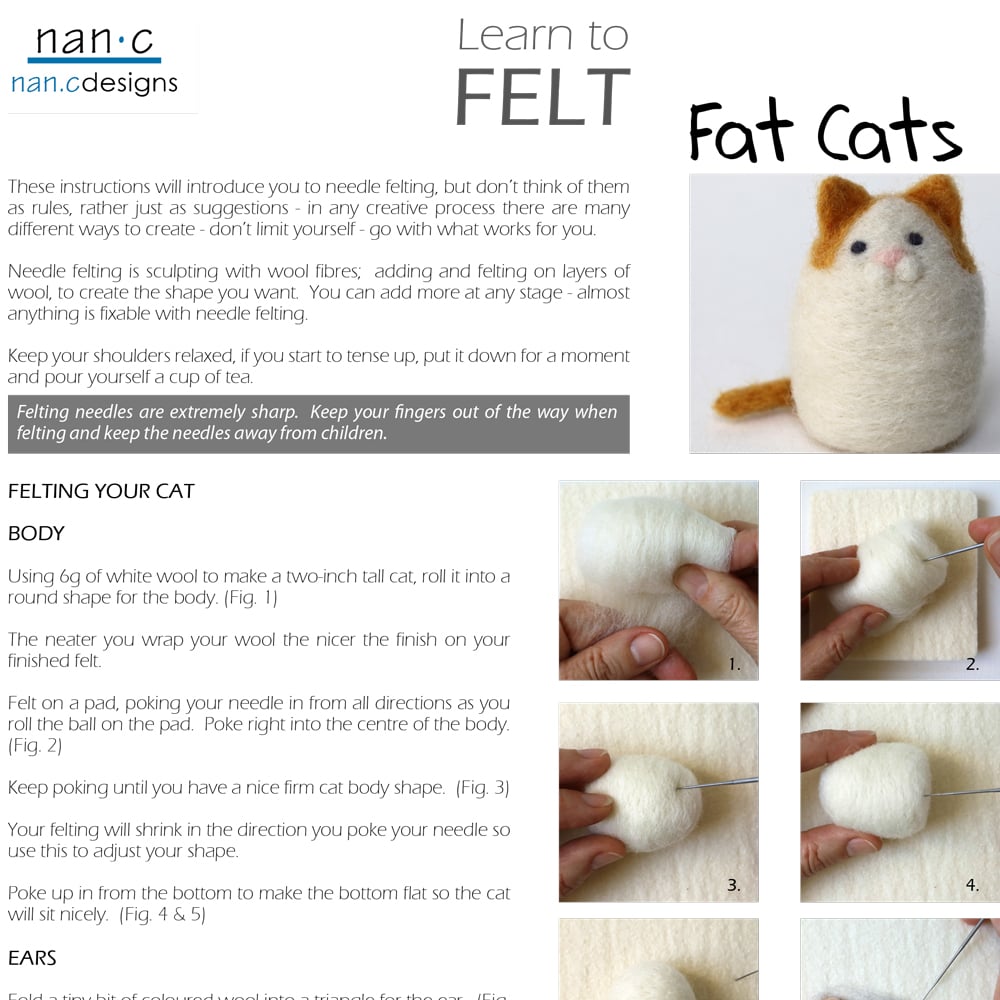 PDF Fat Cats Felting Instructions