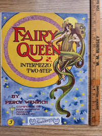 Image 2 of Fairy Queen Moon & Stars Beauty. 1910s vintage art print. 