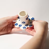 Image 3 of Bloom Candle Holder Blue & White Flowers