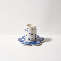 Image 1 of Bloom Candle Holder Blue & White Spots