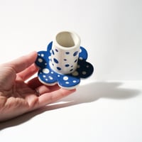 Image 3 of Bloom Candle Holder Blue & White Spots
