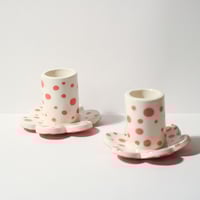 Image 3 of Bloom Candle Holder Red & White Spots