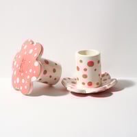 Image 1 of Bloom Candle Holder Red & White Spots